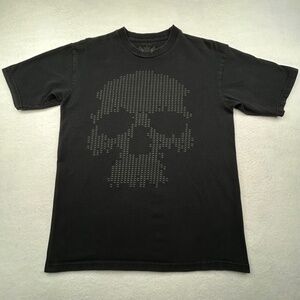 Adio men’s VINTAGE Y2K Medium Black Skull Graphic T-shirt Minimalist Skatewear